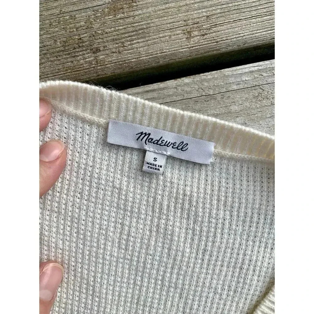 Madewell Asherton Waffle Henley Sweater-Ivory-Size Small NC737 Oversized NWOT - Picture 4 of 6